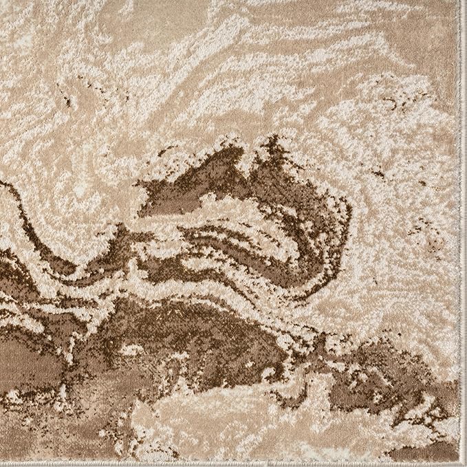 LUXE WEAVERS Marble Swirl Abstract Area Rug, Beige 2x3