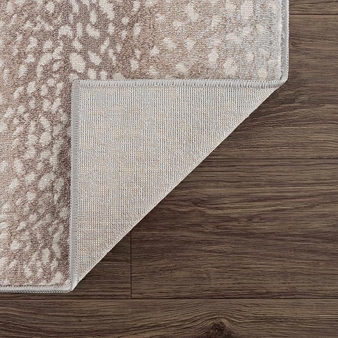 Hauteloom Pointblank Modern Animal Print Runner Rug for Hallway, Kitchen - Bohemain Leopard Print Carpet - Contemporary Antelope Print Rug - Gray, Brown, Beige - 2'7" x 7'3" (2x8)