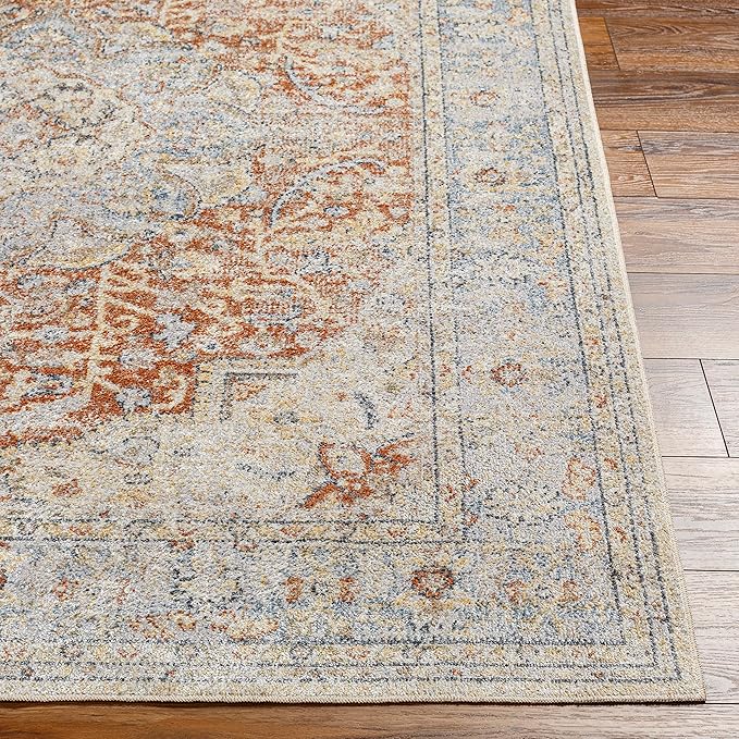 Mark&Day Washable Rugs, 2x4 Hollyvilla Traditional Beige Area Rug, Beige Blue Orange Carpet for Living Room, Bedroom or Kitchen (2'3" x 3'9", Machine Washable)