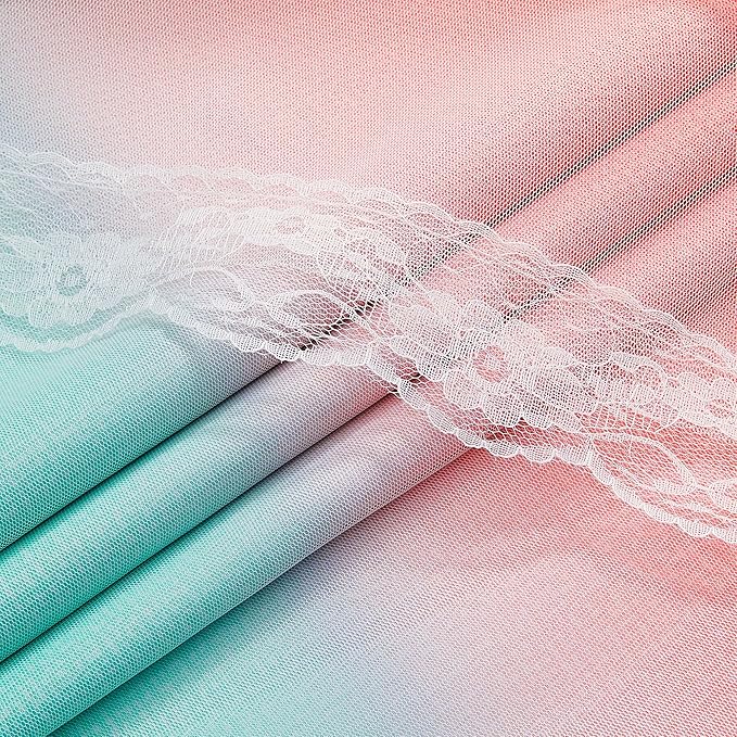 XiDi Double Layer Curtains for Nursery Girls Bedroom 84 Inches Long Full Blackout for Kids Princess Room Colorful Rainbow Design Unicorn Wall Decor Ombre Pink Purple Green Curtains W34 X L84 2 Panels