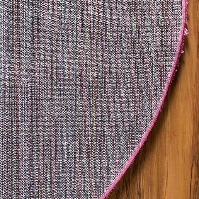 Unique Loom Solid Shag Collection Area Rug (5' 3" Round, Taffy Pink)