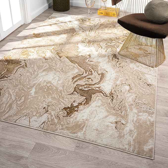 LUXE WEAVERS Marble Swirl Abstract Area Rug, Beige 8x10