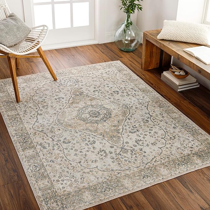 Mark&Day Washable Rugs, 2x3 Eminence Traditional Camel Area Rug, Brown Taupe Carpet for Living Room, Bedroom or Kitchen (2' x 3', Machine Washable)