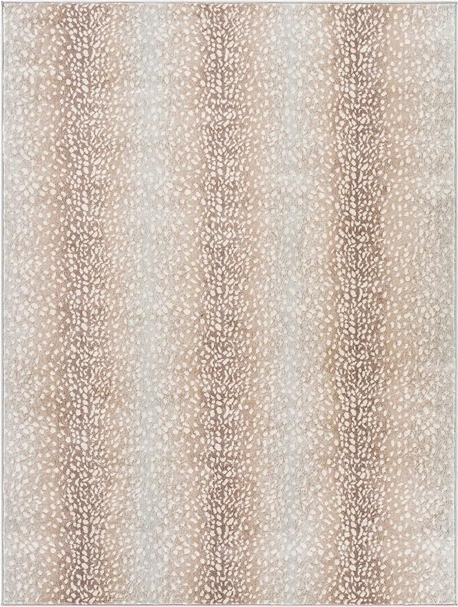 Livabliss Area Rugs - 7x9 Pablo Modern Antelope Print Camel Brown Area Rug for Living Room Bedroom - Animal Theme Non-Shedding Stain Resistant Carpet for Kitchen, Office (6'7" x 9')