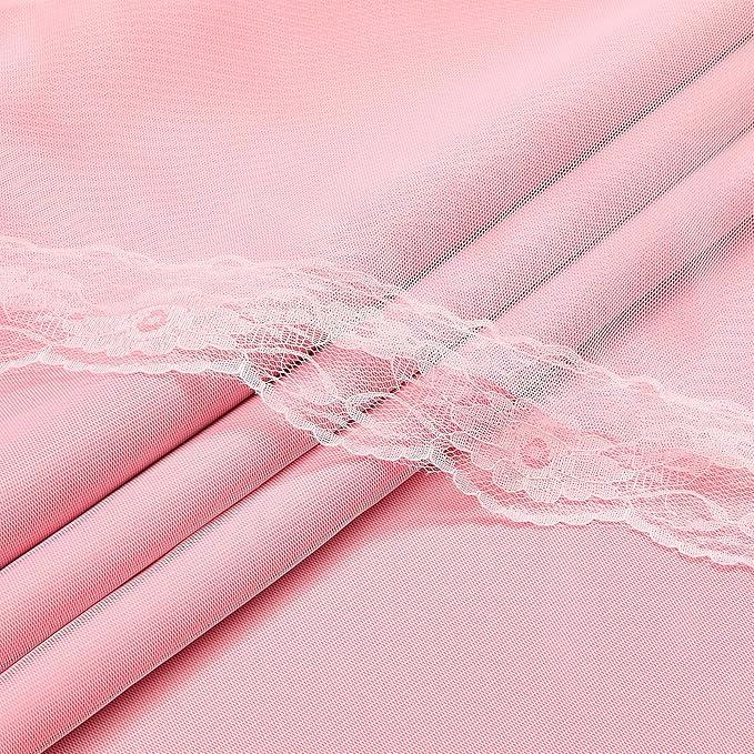 XiDi Pink Curtains for Girls Bedroom Living Room 63 Inches Long 2 Panels Double Layer Blackout Curtains with Sheer Overlay for Nursery Kids Princess Toddler Grommet Drapes Pink Lace Hem 34W x 63L