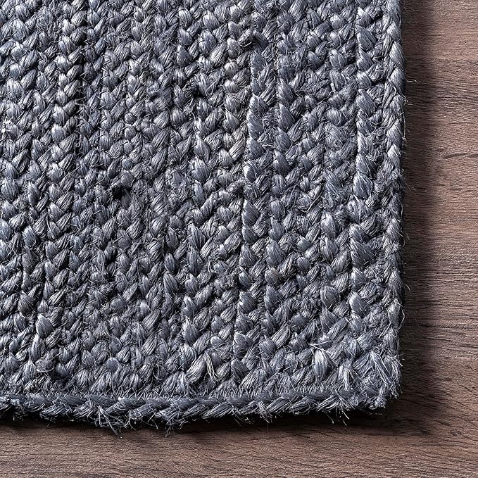 nuLOOM Oval 3x5 Rigo Jute Hand Woven Area Rug, Navy, Solid Farmhouse Design, Natural Fiber, For Bedroom, Living Room, Dining Room, Hallway, Office, Kitchen, Entryway