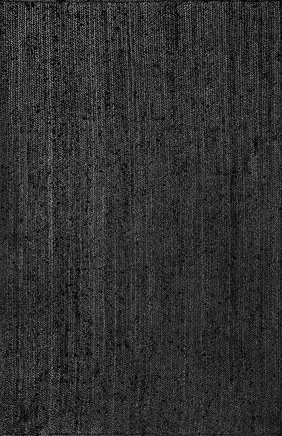 nuLOOM 5x8 Rigo Jute Hand Woven Area Rug, Black, Solid Farmhouse Design, Natural Fiber, For Bedroom, Living Room, Dining Room, Hallway, Office, Kitchen, Entryway