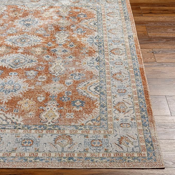 Mark&Day Washable Rugs, 2x4 Emporia Traditional Burnt Orange Area Rug, Orange Blue Beige Carpet for Living Room, Bedroom or Kitchen (2'3" x 3'9", Machine Washable)