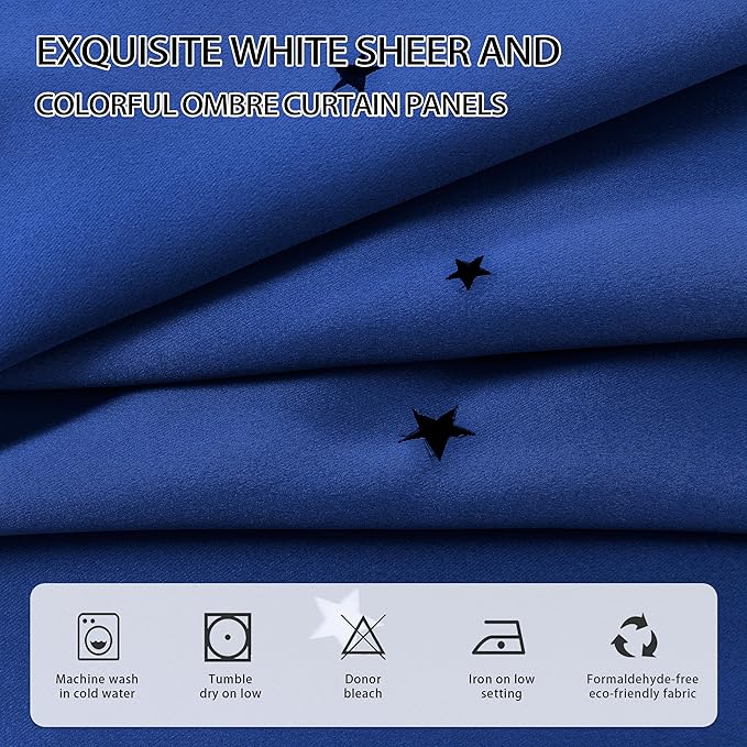XiDi Black Out Curtains for Bedroom Windows, Curtains for Girls Bedroom Decor, Unicorn Curtains for Kids Room, Blackout Curtains for Living Room 63 inchs Long 34 inches Wide 2 Panel Navy Blue