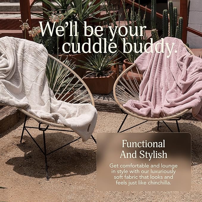 UnHide Lil’ Marsh - Faux Fur Blanket - Durable, Lightweight, Extra Soft Blanket - Machine Washable - Add a Layer of Softness to Any Bed, Couch, or Reading Chair - Greige, X-Small (34” x 44”)