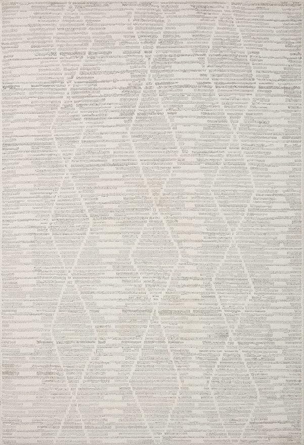 Loloi Kamala Collection KAM-02 Ivory/Silver 5'-3" x 7'-9" Area Rug