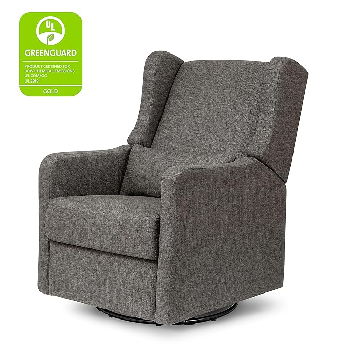 DaVinci Carter’s Arlo Glider Recliner Nursery Chair - Water & Stain Resistant Glider Rocking Chair for Nursery - GREENGUARD Gold, FSC & Certi-PUR US Certified - Cozy Swivel Rocker Recliner - Charcoal