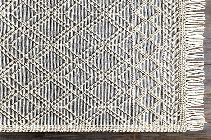 Mark&Day Wool Rugs, 8x10 Staveley Cottage Denim Area Rug, Grey White Ivory Carpet for Living Room, Bedroom or Kitchen (8' x 10')
