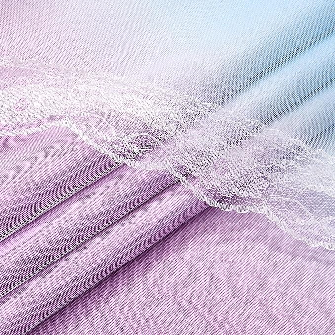XiDi Kids Blackout Curtains with Sheer Overlay 84 Inches Long 2 Panels for Girls Bedroom Nursery Rainbow Pink Purple Blue Double Layer Curtains Unicorn Princess Theme Home Decor Grommet W34 x L84