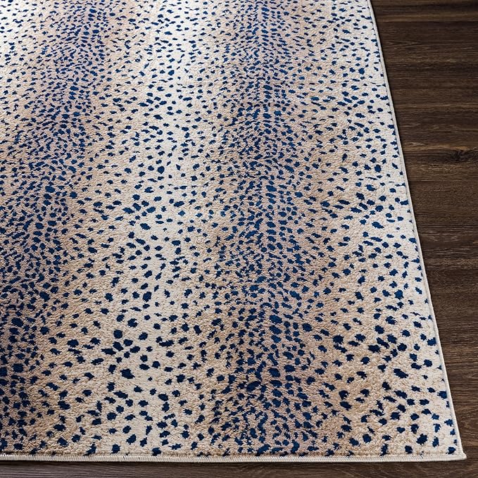Livabliss Area Rugs - 8x10 Pablo Modern Antelope Print Blue Brown Ivory Area Rug for Living Room Bedroom - Animal Theme Non-Shedding Stain Resistant Large Carpet for Kitchen, Office (7'10" x 10')