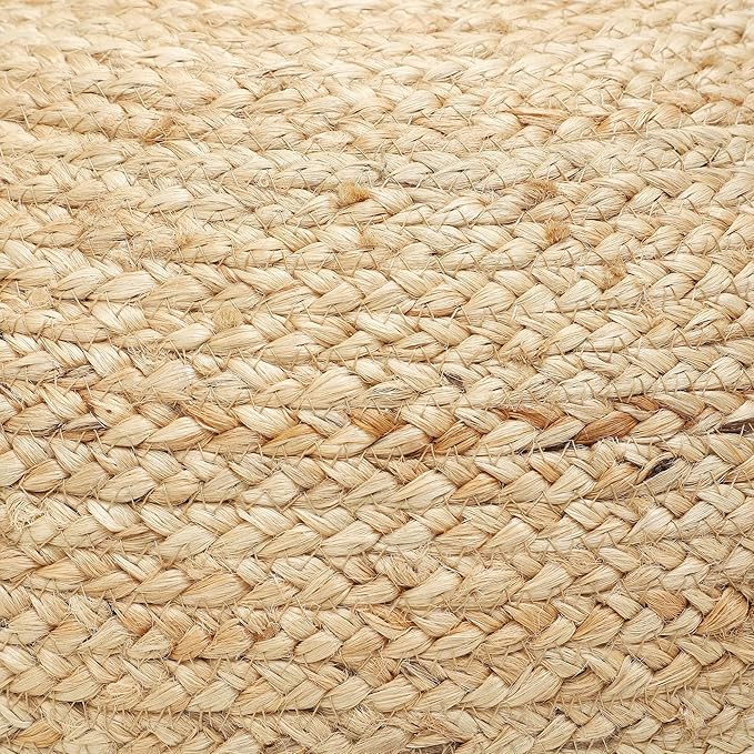 REDEARTH · Jute Circular Jute Pouf Ottoman - Braided Pouffe Accent Sitting Round Footrest for Living Room, Bedroom, Nursery, kidsroom, Patio, Gym; 100% Jute (19.5"X19.5"X14"; Jute Natural)