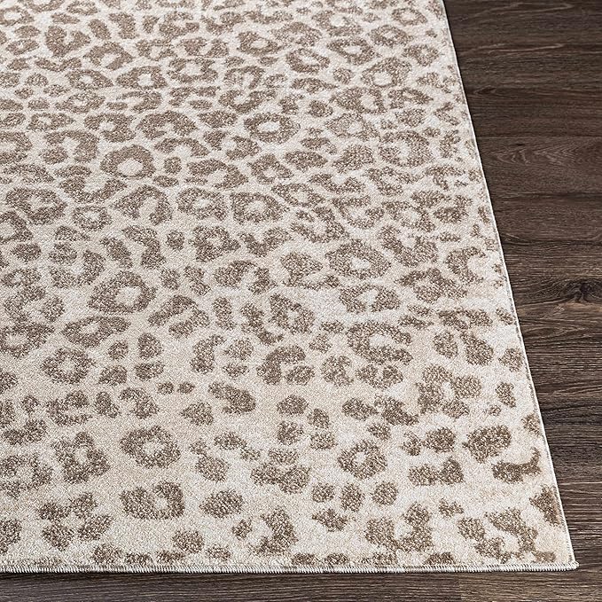 Hauteloom Bonhill Modern Animal Print Area Rug for Living Room, Bedroom, Dining Room - Bohemain Leopard Print Carpet - Tan, Terracota, Brown, Beige, Ivory - 5'3" x 7'3" (5x7)