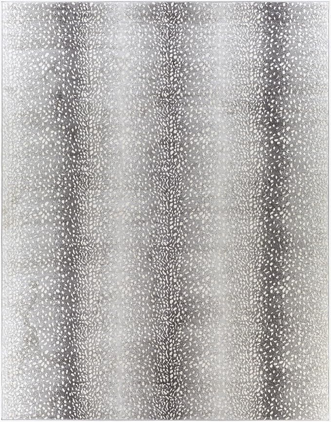 Livabliss Area Rugs - 7x9 Pablo Modern Antelope Print Medium Gray Area Rug for Living Room Bedroom - Animal Theme Non-Shedding Stain Resistant Carpet for Kitchen, Office (6'7" x 9')