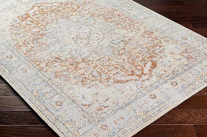 Mark&Day Washable Rugs, 2x4 Hollyvilla Traditional Beige Area Rug, Beige Blue Orange Carpet for Living Room, Bedroom or Kitchen (2'3" x 3'9", Machine Washable)