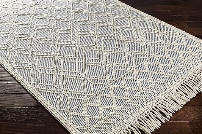 Mark&Day Wool Rugs, 5x7 Staveley Cottage Denim Area Rug, Grey White Ivory Carpet for Living Room, Bedroom or Kitchen (5' x 7'6")