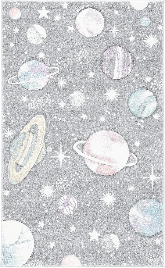 SAFAVIEH Carousel Kids Collection Accent Rug - 2' x 3', Grey & Lavender, Non-Shedding & Easy Care, Ideal for High Traffic Areas for Boys & Girls in Playroom, Nursery, Bedroom (CRK103F)