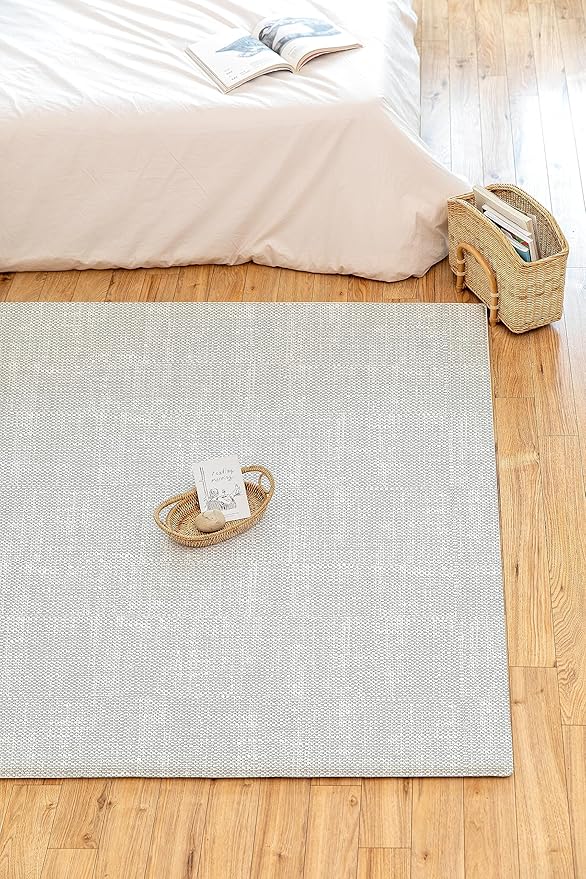 Ultra-Cushioned Premium Baby Play Mat - Urban Object + Fabric Grey - Made in Korea - Tummy Time Mat with Superior Shock Absorption, Non-Toxic Baby Floor Mats, Water Resistant, Reversible - 75"x51"