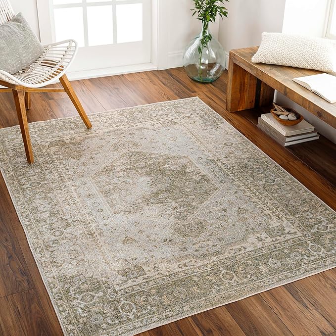 Mark&Day Washable Rugs, 2x4 Edmond Traditional Camel Area Rug, Gray Olive Brown Carpet for Living Room, Bedroom or Kitchen (2'3" x 3'9",Machine Washable)
