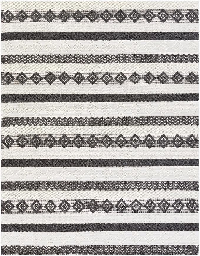 Mark&Day Wool Rugs, 5x7 Selmien Cottage Charcoal Area Rug, White Beige Black Carpet for Living Room, Bedroom or Kitchen (5' x 7'6")