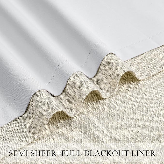 Central Park Pinch Pleat Full Blackout Curtain Panel Thermal Insulated Drapery with Blackout Liner for Farmhouse Living Room Bedroom Window Treatment Sets with Hooks, Sand/Linen, 60"x120"x1