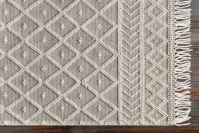Mark&Day Wool Rugs, 9x12 Stevenage Cottage Ivory Area Rug, Ivory Charcoal Carpet for Living Room, Bedroom or Kitchen (8'10" x 12')