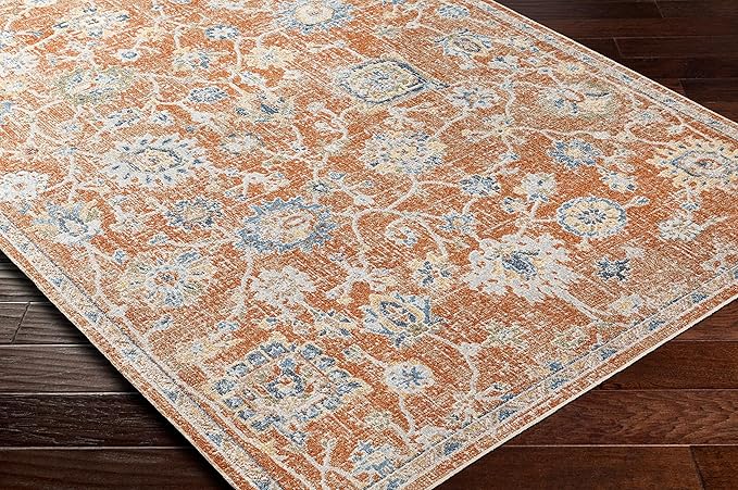 Mark&Day Washable Rugs, 2x3 Erlanger Traditional Burnt Orange Area Rug, Orange Blue Beige Carpet for Living Room, Bedroom or Kitchen (2' x 3', Machine Washable)