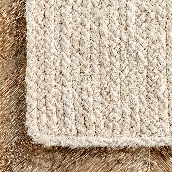 nuLOOM Oval 3x5 Rigo Jute Hand Woven Area Rug, Off White, Solid Farmhouse Design, Natural Fiber, For Bedroom, Living Room, Dining Room, Hallway, Office, Kitchen, Entryway