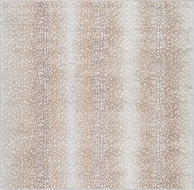 Livabliss Area Rugs - 7x7 Pablo Modern Antelope Print Camel Brown Square Area Rug for Living Room Bedroom - Animal Theme Non-Shedding Stain Resistant Carpet for Kitchen, Office (6'7" Square)
