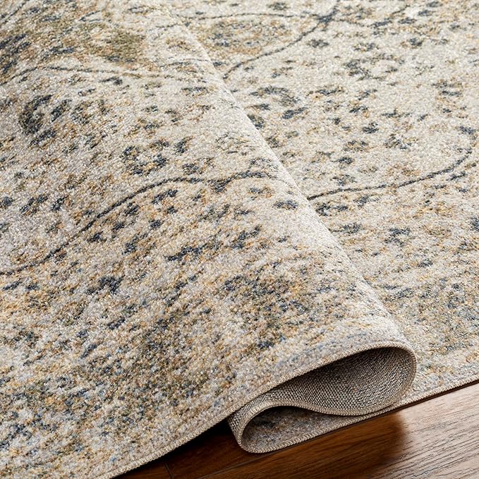 Mark&Day Washable Rugs, 8x10 Eminence Traditional Camel Area Rug, Brown Taupe Carpet for Living Room, Bedroom or Kitchen (7'10" x 10'2", Machine Washable)