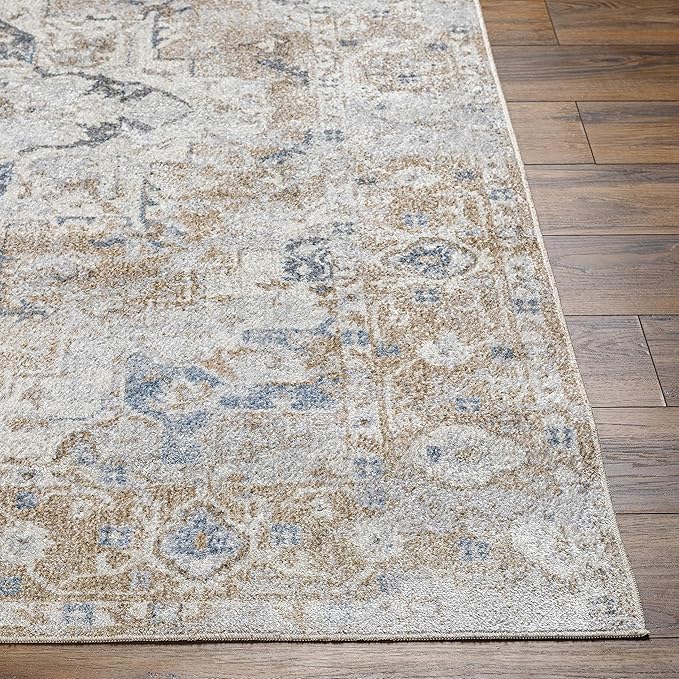 Mark&Day Washable Rugs, 2x4 Moya Traditional Hickory Area Rug, Brown Grey Beige Carpet for Living Room, Bedroom or Kitchen (2'3" x 3'9", Machine Washable)