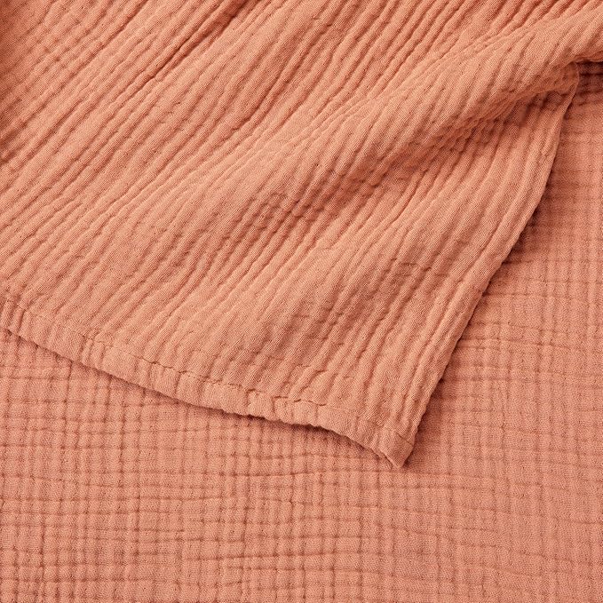 100% Cotton Muslin King Size Blanket | Soft, Breathable, and Lightweight Bed Blanket for All-Season | Perfect for Layering | Maria Collection (King, Rust)
