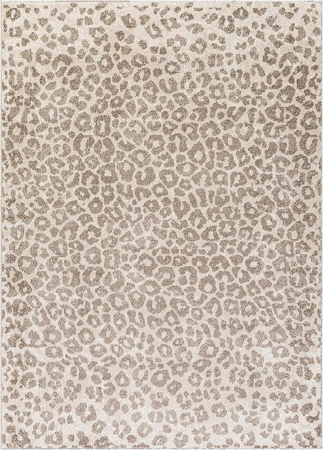 Hauteloom Bonhill Modern Animal Print Area Rug for Living Room, Bedroom, Dining Room - Bohemain Leopard Print Carpet - Tan, Terracota, Brown, Beige, Ivory - 7'10" x 10' (8x10)