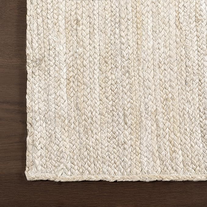 nuLOOM Oval 8x10 Rigo Jute Hand Woven Area Rug, Off White, Solid Farmhouse Design, Natural Fiber, For Bedroom, Living Room, Dining Room, Hallway, Office, Kitchen, Entryway