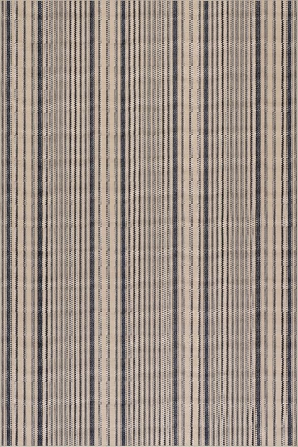 Dash & Albert Axiom Navy Machine Washable Rug, 4 X 6 Feet, Blue/Ivory Stripe Pattern