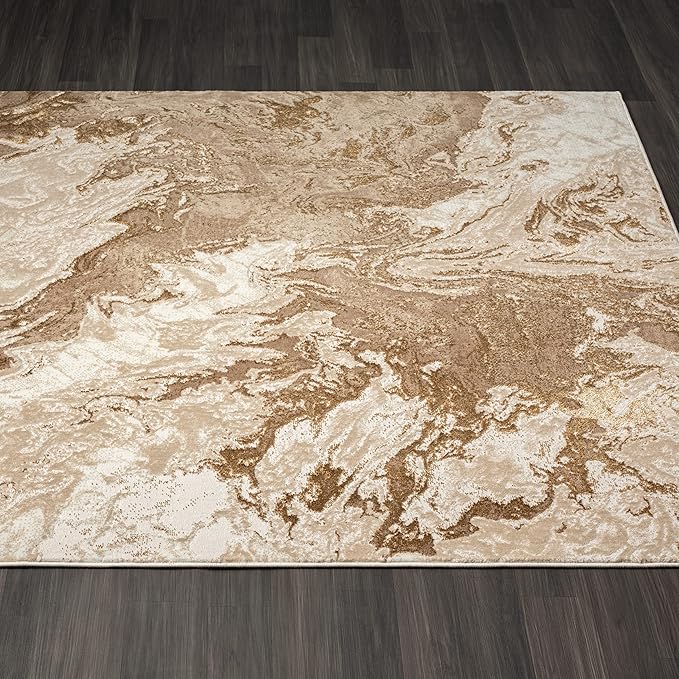 LUXE WEAVERS Marble Swirl Abstract Area Rug, Beige 2x3