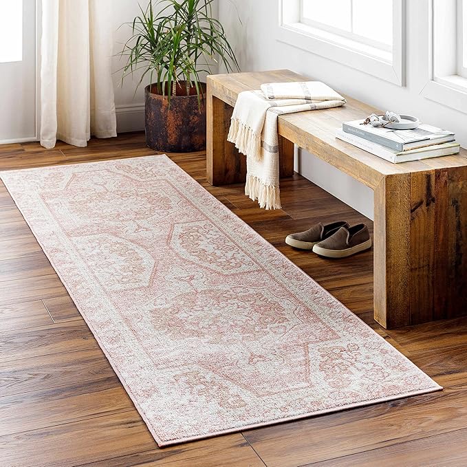 BoutiqueRugs Snead Traditional Area Rug - Pale Pink, Plum, Peach - 8'10" x 12'