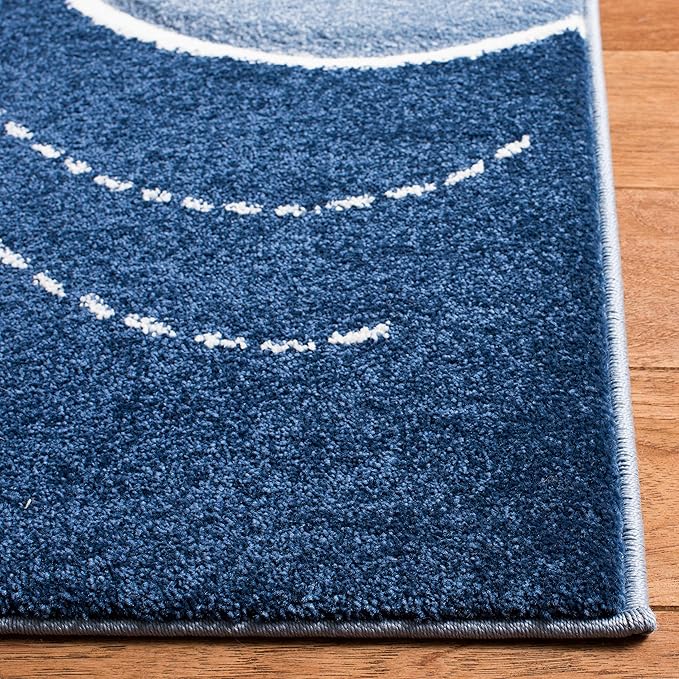 SAFAVIEH Carousel Kids Collection Area Rug - 6'7" x 9', Blue & Grey, Animal Design, Non-Shedding & Easy Care, Ideal for High Traffic Areas for Boys & Girls in Playroom, Nursery, Bedroom (CRK121B)