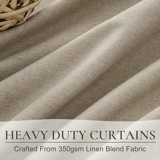 GreyBeige Modern Neutral 92 Inch Blackout Sliding Glass Door Curtains Light and Draft Blocking Drapes for Living Room Traverse Ring Top Back Tab Heavy Duty Lined Linen Burg Cottagecore Nursery 2 Pack