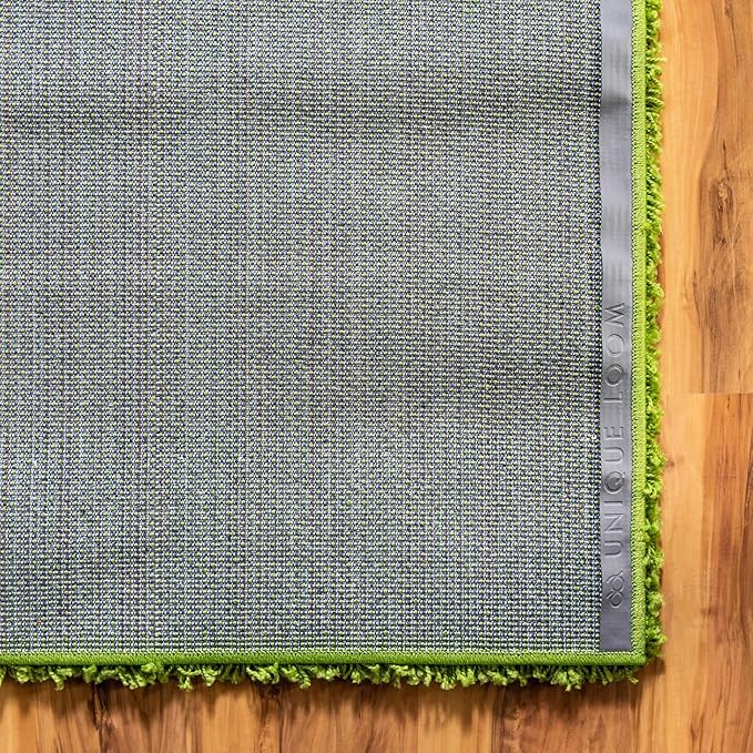 Unique Loom Solid Shag Collection Area Rug (2' 7" x 10' Runner Grass Green)