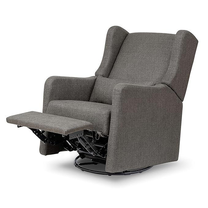 DaVinci Carter’s Arlo Glider Recliner Nursery Chair - Water & Stain Resistant Glider Rocking Chair for Nursery - GREENGUARD Gold, FSC & Certi-PUR US Certified - Cozy Swivel Rocker Recliner - Charcoal