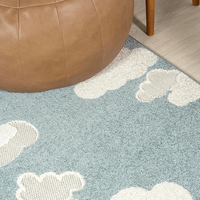 JONATHAN Y Hedwig High-Low Cloud Blue 4x6 Indoor/Outdoor Area Rug, Youth Scandi, Kids, Modern, Cottage, Transitional for Bedroom,Kitchen,Living Room,Non Shedding,Easy-Washing (SCN105A-4)
