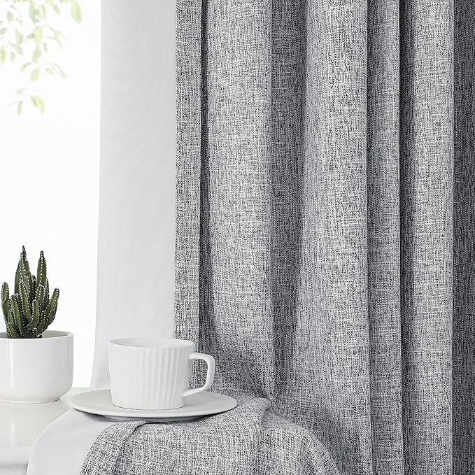 Pinch Pleated Blackout Curtain Panel with Full Blackout Liner Window Treatment Sets with Back Tab for Farmhouse Living Room Bedroom Thermal Insulated Drape with Hooks, 60"x95"x1, Dark Gray