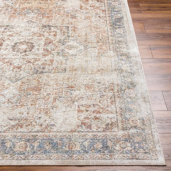 Mark&Day Washable Rugs, 2x4 Elkton Traditional Burnt Orange Area Rug, Oatmeal Gray Brown Carpet for Living Room, Bedroom or Kitchen (2'3" x 3'9", Machine Washable)