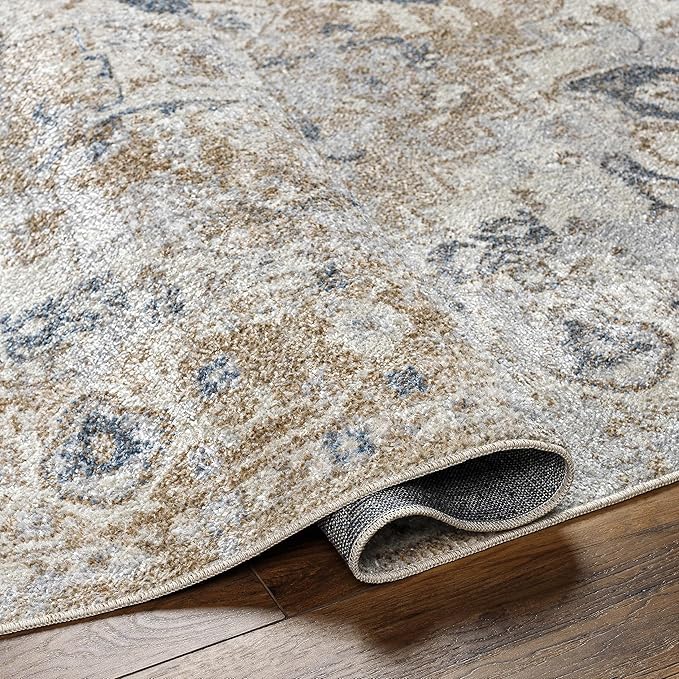 Mark&Day Washable Rugs, 3x7 Moya Traditional Hickory Runner Area Rug, Brown Grey Beige Carpet for Hallway, Kitchen, Bedroom or Living Room (2'7" x 7'3" Runner, Machine Washable)