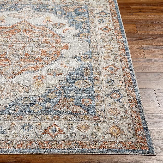 Mark&Day Washable Rugs, 2x4 Edgerton Traditional Burnt Orange Area Rug, Orange Blue Beige Carpet for Living Room, Bedroom or Kitchen (2'3" x 3'9", Machine Washable)